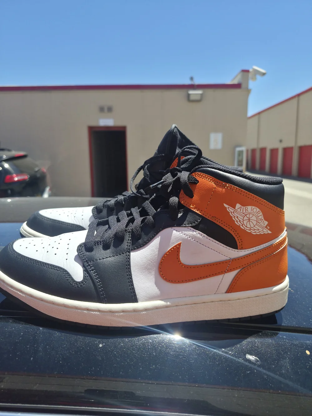 Nike Air Jordan 1 Mid Men’s Shoes - Black/White/Orange